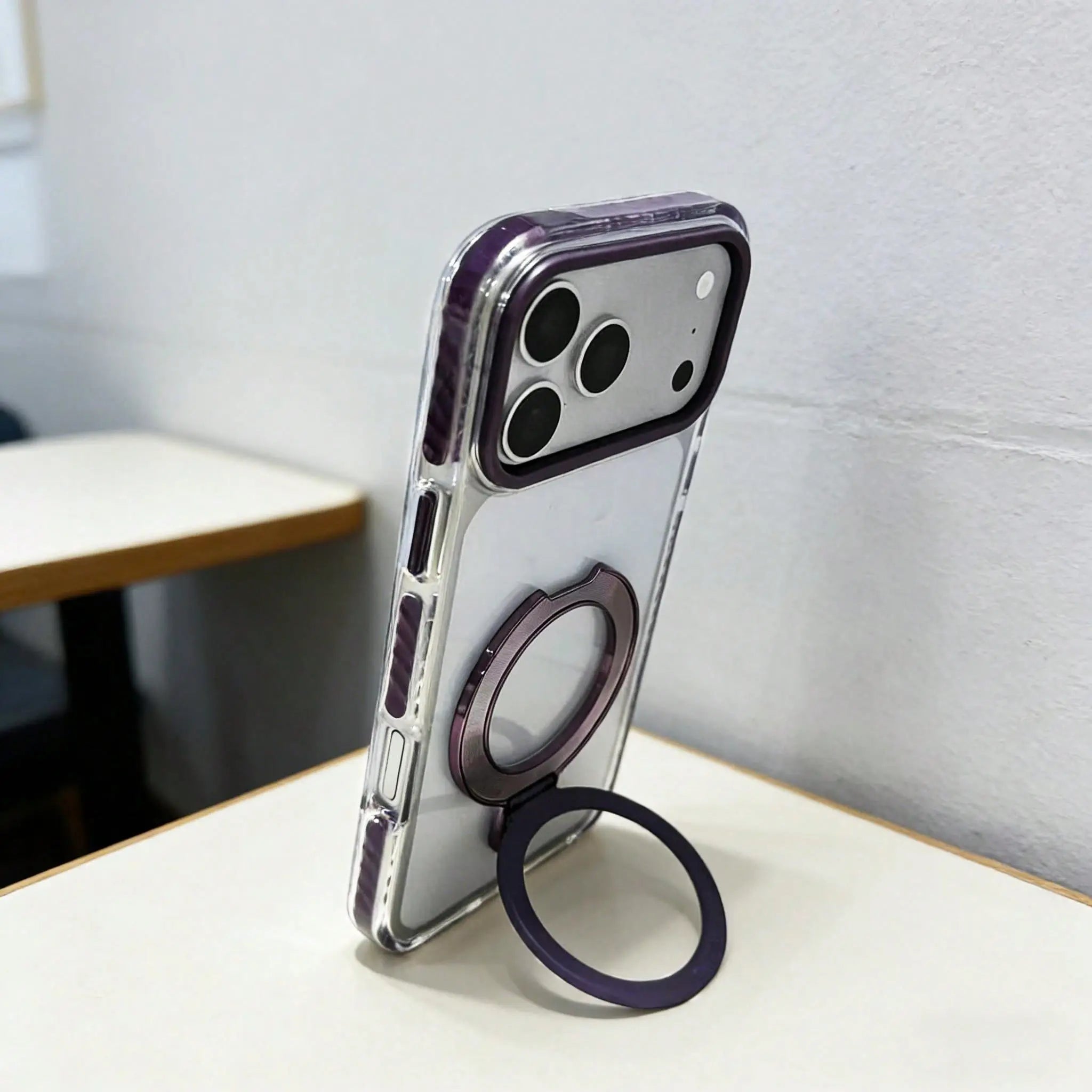 Phone Cases for Iphone 17/16/15/14/13/12 Pro Max plus Clear Magnetic Case with Stand and Finger Ring, Compatible with Magsafe, Shockproof Transparent Hard Plate, Full Body Case, Universal for Boys and Girls