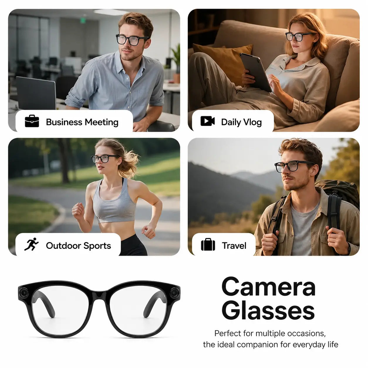 Y-AI Smart Glasses: Advanced Translation, 8MP Camera, Real-Time Recording, Wireless Calling, and Voice Assistant Features
