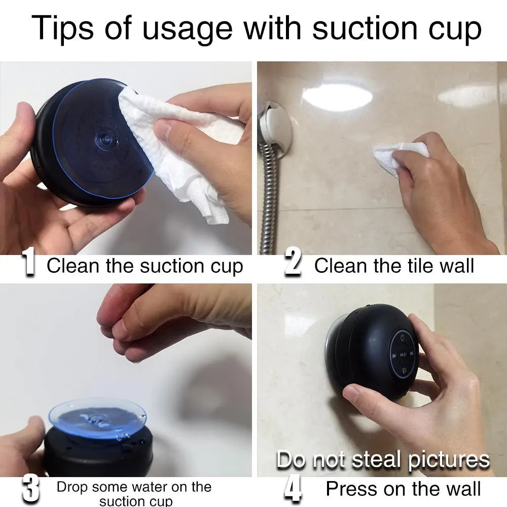Mini Bluetooth-Compatible Shower Speaker, Portable Waterproof Speaker with LED Light, Suction Cup Speaker for Beach, Shower & Home Outdoor Camping, Multifunctional Wireless Speaker