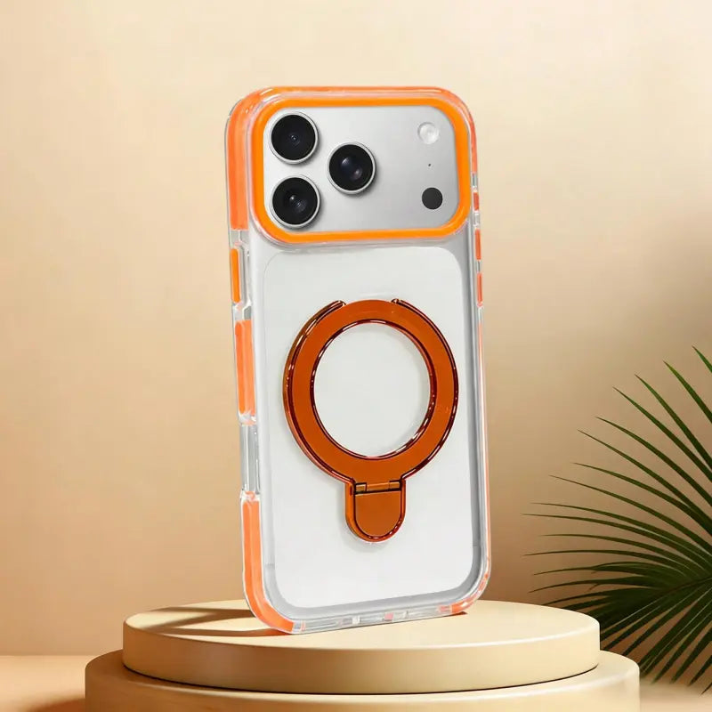 Phone Cases for Iphone 17/16/15/14/13/12 Pro Max plus Clear Magnetic Case with Stand and Finger Ring, Compatible with Magsafe, Shockproof Transparent Hard Plate, Full Body Case, Universal for Boys and Girls