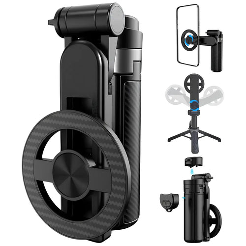 4 in 1 Foldable Selfie Stick with Tripod and Wireless Remote, Portable 360° Rotatable Magnetic Phone Holder for Tiktok, Youtube, Facetime, Living