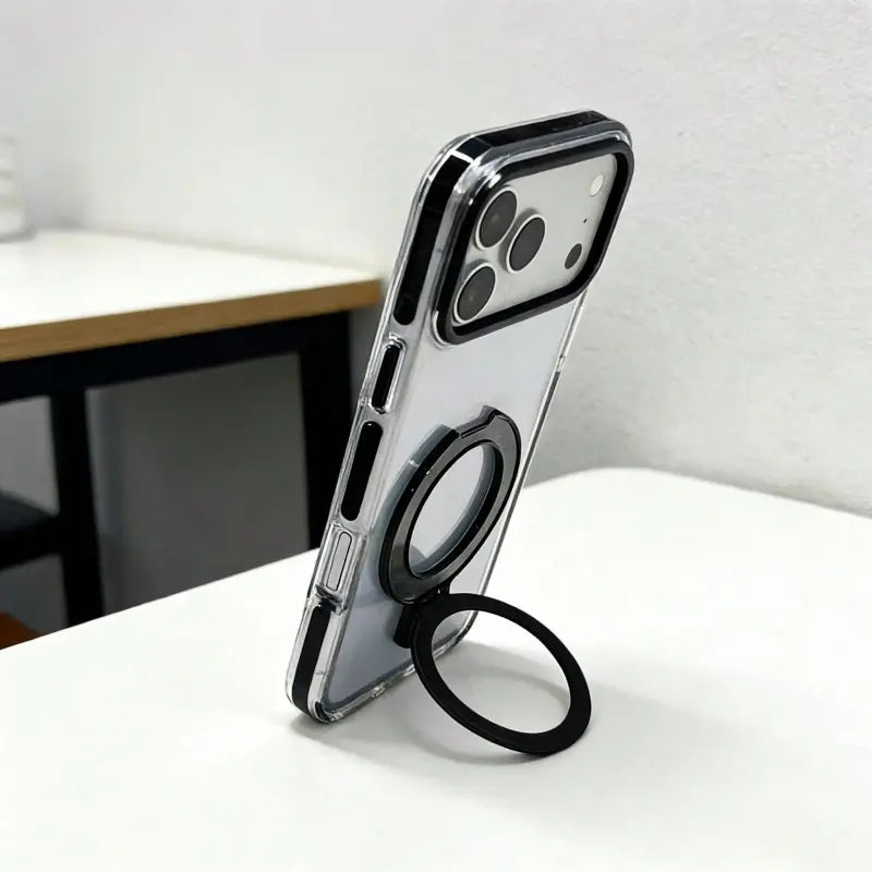 Phone Cases for Iphone 17/16/15/14/13/12 Pro Max plus Clear Magnetic Case with Stand and Finger Ring, Compatible with Magsafe, Shockproof Transparent Hard Plate, Full Body Case, Universal for Boys and Girls