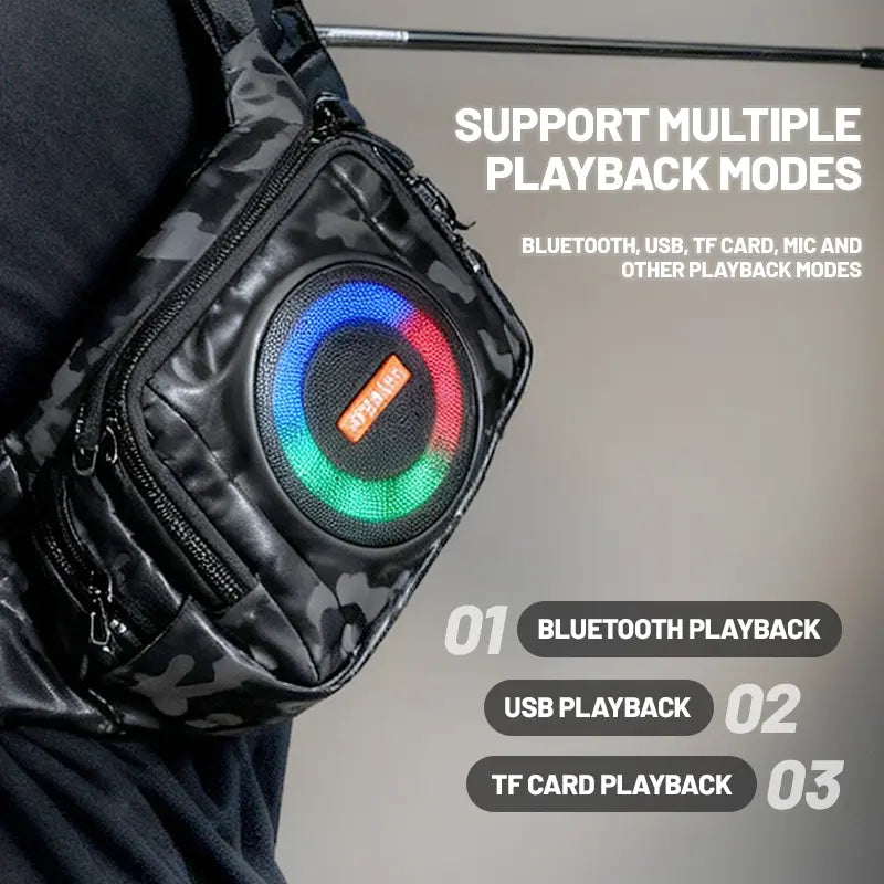 Portable Bluetooth Loudspeaker Backpack - Wireless Outdoor Speaker with Storage Space, Charging Power, FM Player for Camping, Hiking Trips