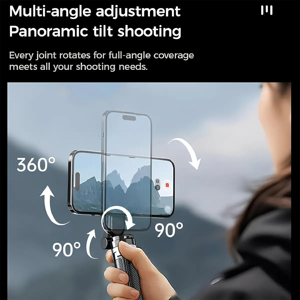 4 in 1 Foldable Selfie Stick with Tripod and Wireless Remote, Portable 360° Rotatable Magnetic Phone Holder for Tiktok, Youtube, Facetime, Living