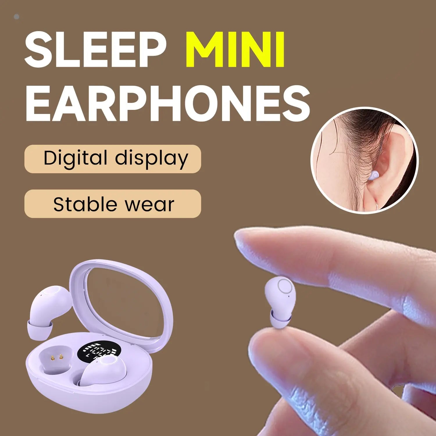 Tiny Invisible Wireless Sleep Earbuds, Bluetooth 5.4 Headphones, Comfortable No Pressure Fit, Perfect for Side Sleepers & Daily Work
