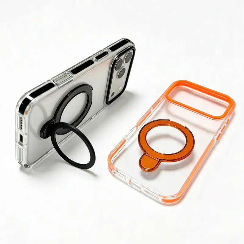 Phone Cases for Iphone 17/16/15/14/13/12 Pro Max plus Clear Magnetic Case with Stand and Finger Ring, Compatible with Magsafe, Shockproof Transparent Hard Plate, Full Body Case, Universal for Boys and Girls
