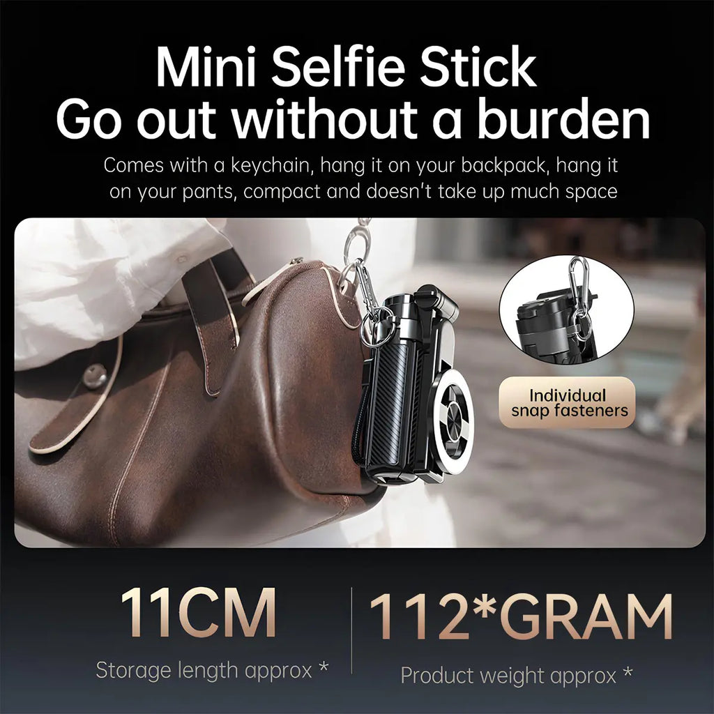 4 in 1 Foldable Selfie Stick with Tripod and Wireless Remote, Portable 360° Rotatable Magnetic Phone Holder for Tiktok, Youtube, Facetime, Living