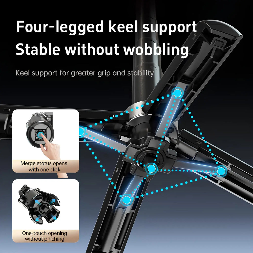 4 in 1 Foldable Selfie Stick with Tripod and Wireless Remote, Portable 360° Rotatable Magnetic Phone Holder for Tiktok, Youtube, Facetime, Living