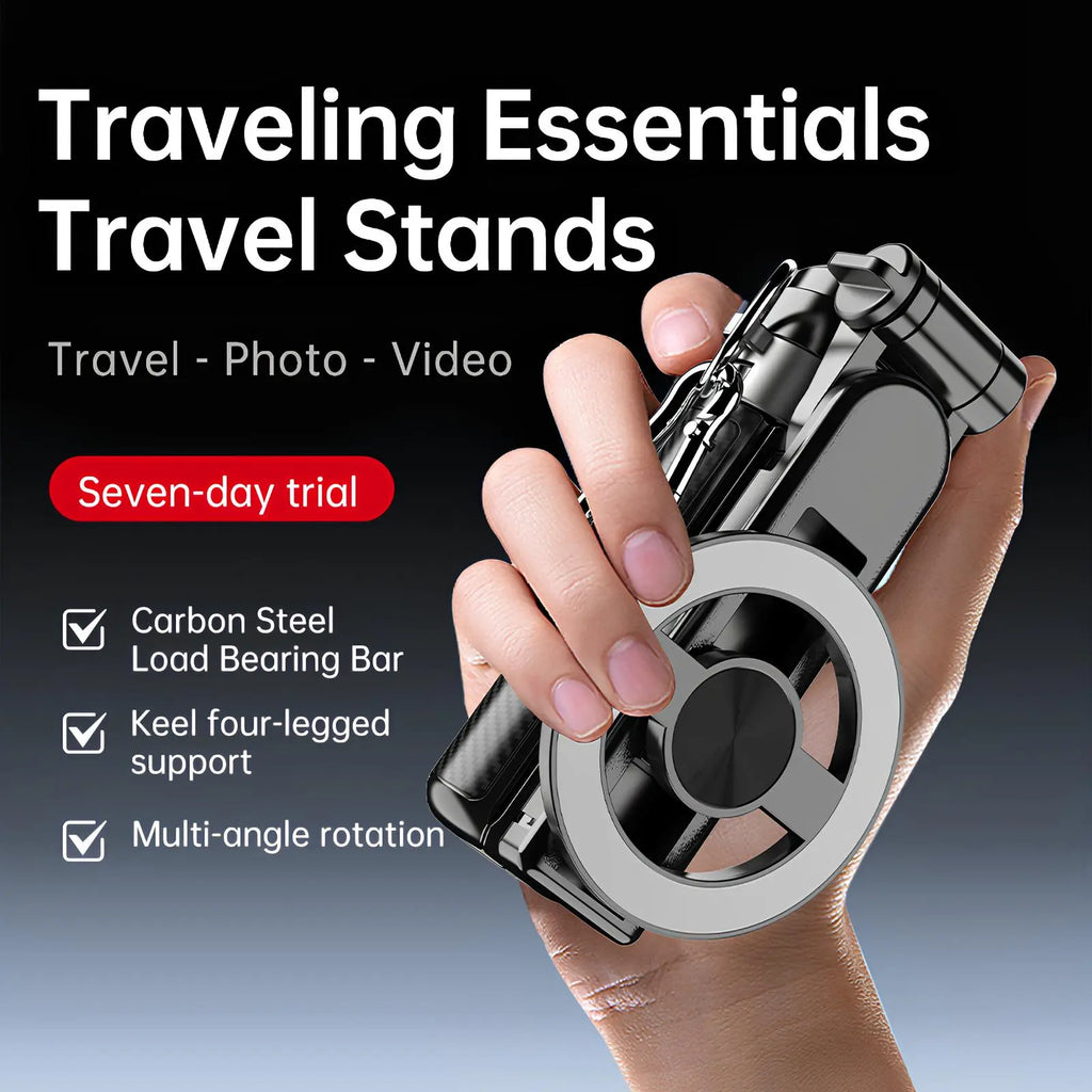 4 in 1 Foldable Selfie Stick with Tripod and Wireless Remote, Portable 360° Rotatable Magnetic Phone Holder for Tiktok, Youtube, Facetime, Living